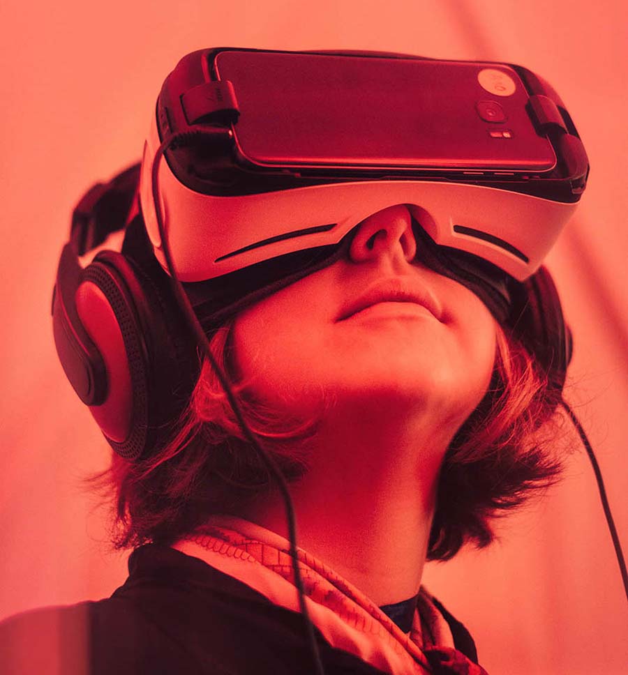 Girl with VR-glasses on